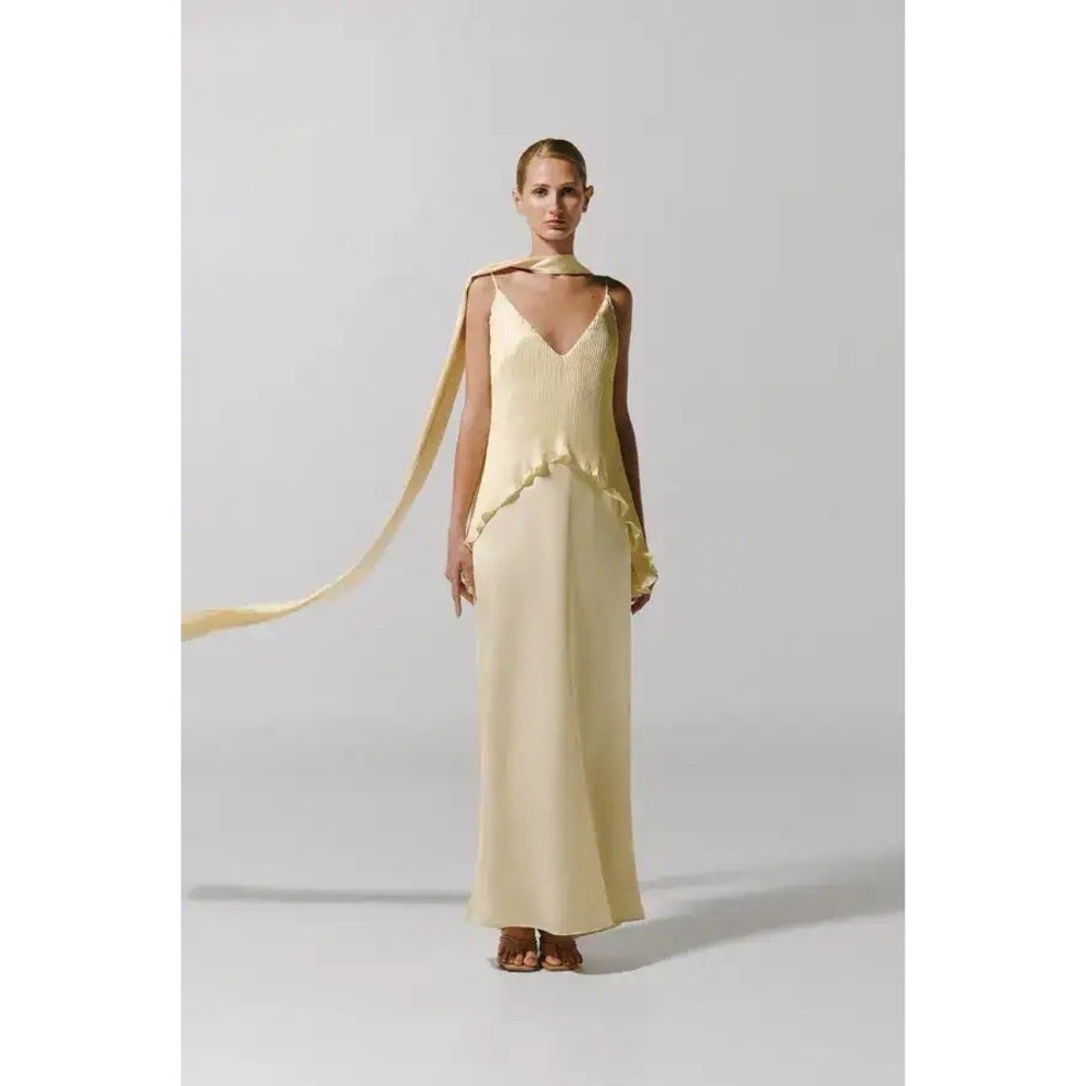 NEW Baobab Danielle Maxi dress Sunny Yellow Small Satin